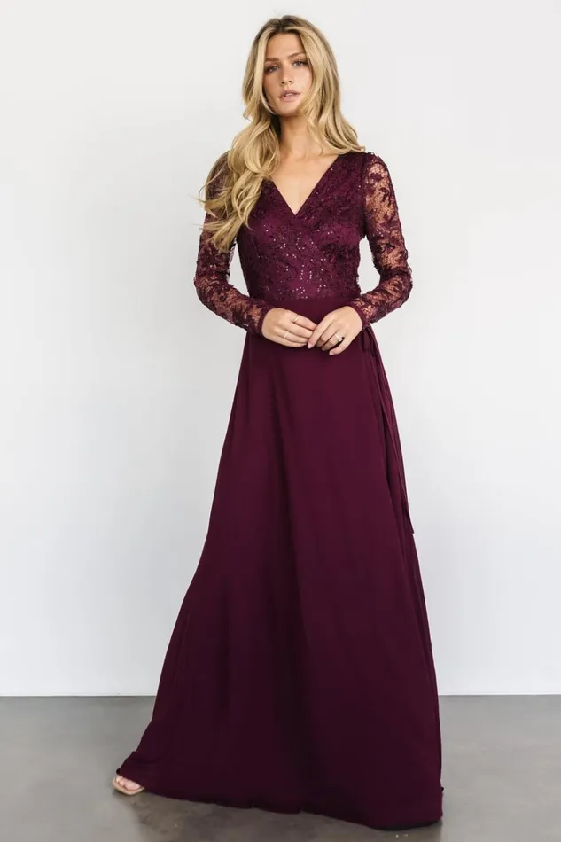 Baltic Born Embellished and Sequined Anna Wrap Maxi Dress Mulberry 8211 Women Baltic Born Embellished and Sequined Anna Wrap Maxi Dress Mulberry 8211 Women