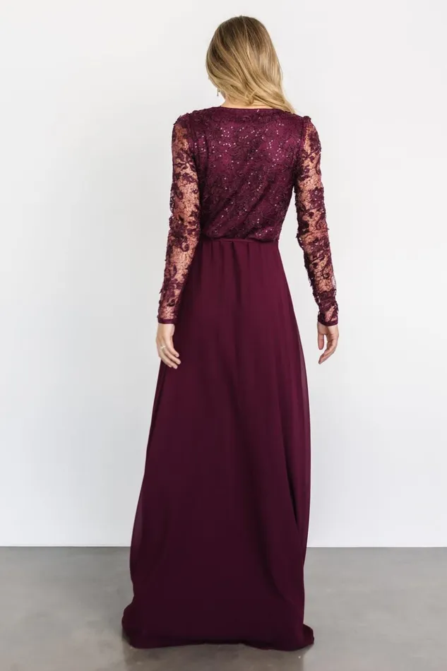 Baltic Born Embellished and Sequined Anna Wrap Maxi Dress Mulberry 8211 Women Baltic Born Embellished and Sequined Anna Wrap Maxi Dress Mulberry 8211 Women