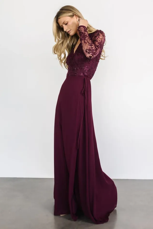 Baltic Born Embellished and Sequined Anna Wrap Maxi Dress Mulberry 8211 Women Baltic Born Embellished and Sequined Anna Wrap Maxi Dress Mulberry 8211 Women