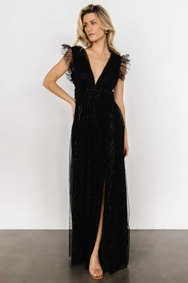 Baltic Born Embellished and Sequined Annika Sequin Mesh Maxi Dress Black 8211 Women Baltic Born Embellished and Sequined Annika Sequin Mesh Maxi Dress Black 8211 Women