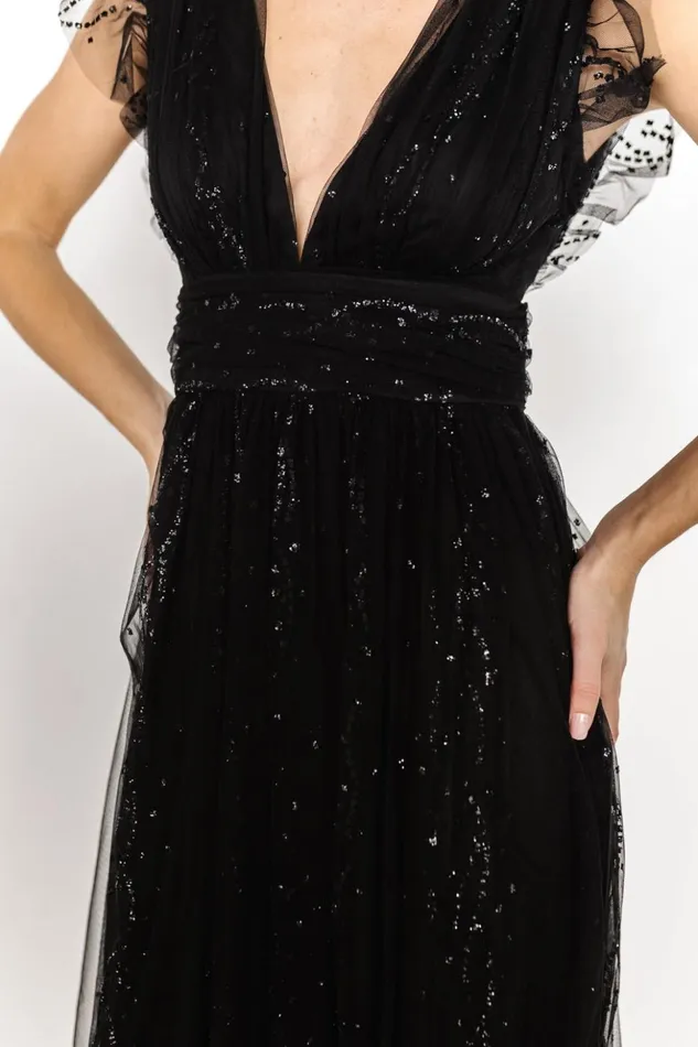 Baltic Born Embellished and Sequined Annika Sequin Mesh Maxi Dress Black 8211 Women Baltic Born Embellished and Sequined Annika Sequin Mesh Maxi Dress Black 8211 Women