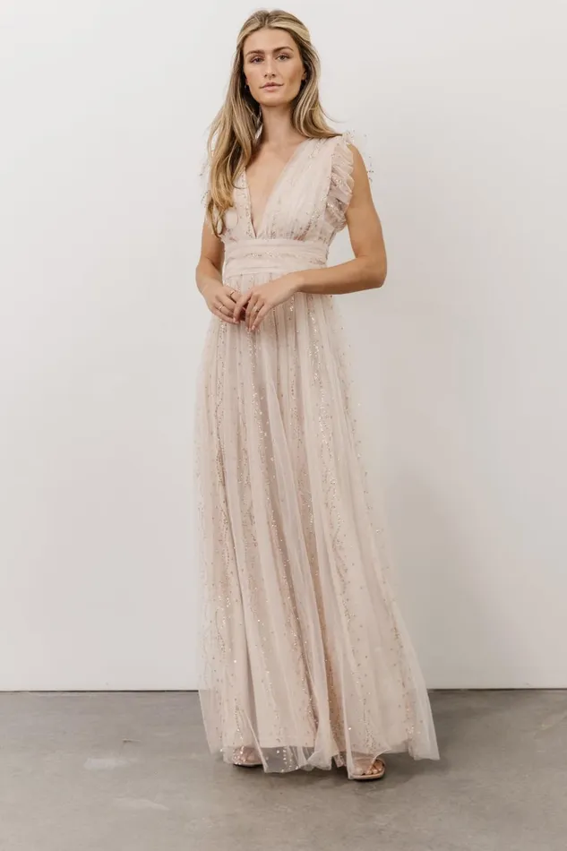 Baltic Born Embellished and Sequined Annika Sequin Mesh Maxi Dress Nude Blush 8211 Women Baltic Born Embellished and Sequined Annika Sequin Mesh Maxi Dress Nude Blush 8211 Women