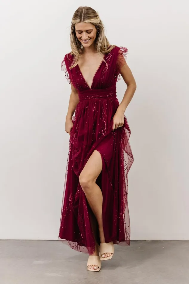 Baltic Born Embellished and Sequined Annika Sequin Mesh Maxi Dress Wine 8211 Women Baltic Born Embellished and Sequined Annika Sequin Mesh Maxi Dress Wine 8211 Women