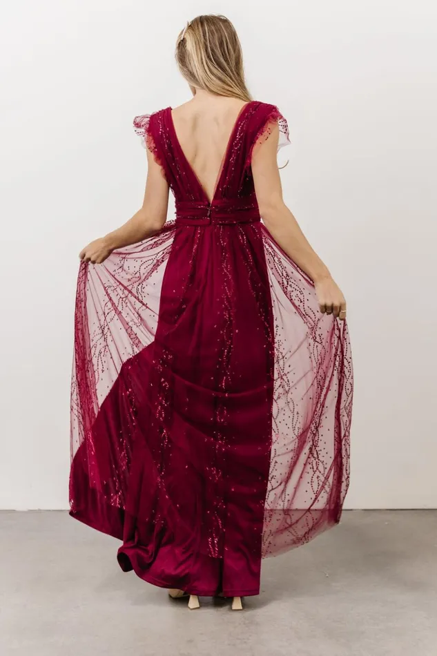 Baltic Born Embellished and Sequined Annika Sequin Mesh Maxi Dress Wine 8211 Women Baltic Born Embellished and Sequined Annika Sequin Mesh Maxi Dress Wine 8211 Women