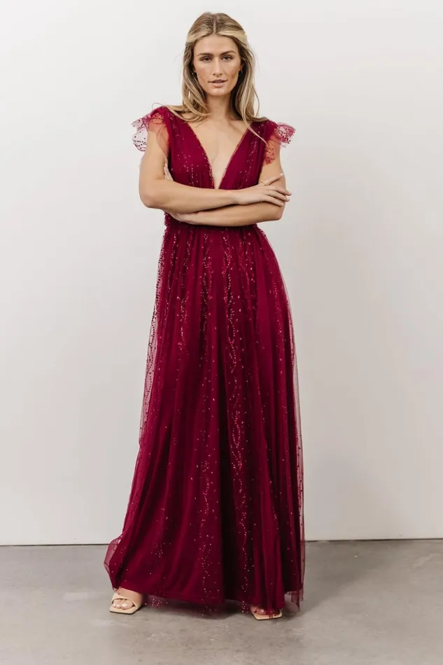 Baltic Born Embellished and Sequined Annika Sequin Mesh Maxi Dress Wine 8211 Women Baltic Born Embellished and Sequined Annika Sequin Mesh Maxi Dress Wine 8211 Women