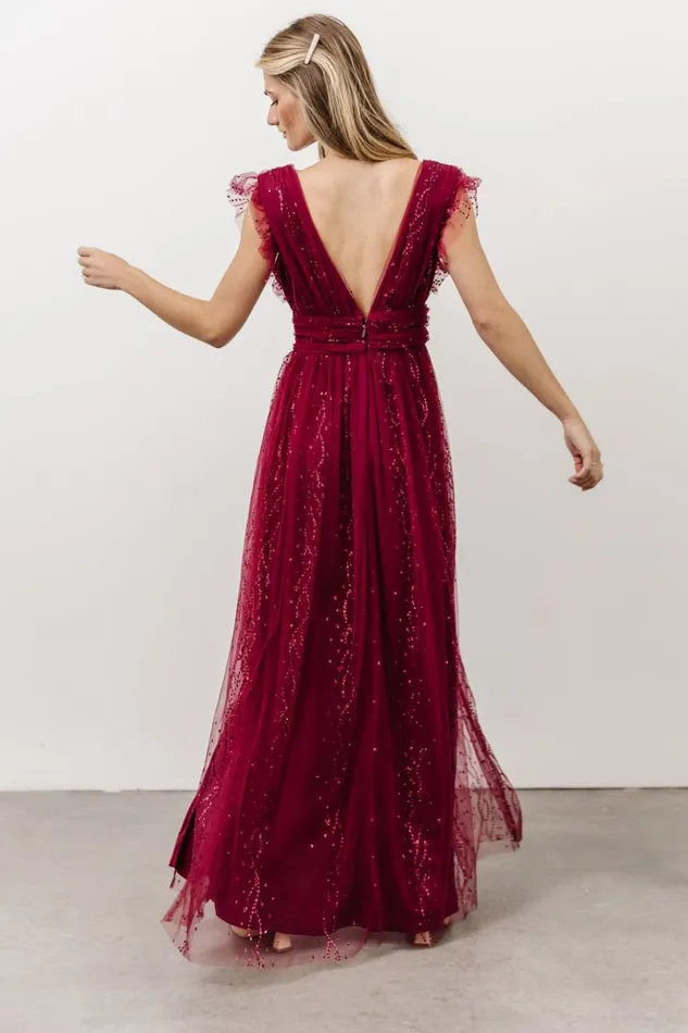 Baltic Born Embellished and Sequined Annika Sequin Mesh Maxi Dress Wine 8211 Women Baltic Born Embellished and Sequined Annika Sequin Mesh Maxi Dress Wine 8211 Women