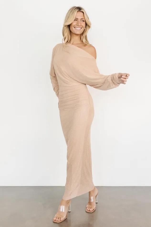 Baltic Born Embellished and Sequined Charlize Rhinestone Maxi Dress Nude 8211 Women Baltic Born Embellished and Sequined Charlize Rhinestone Maxi Dress Nude 8211 Women
