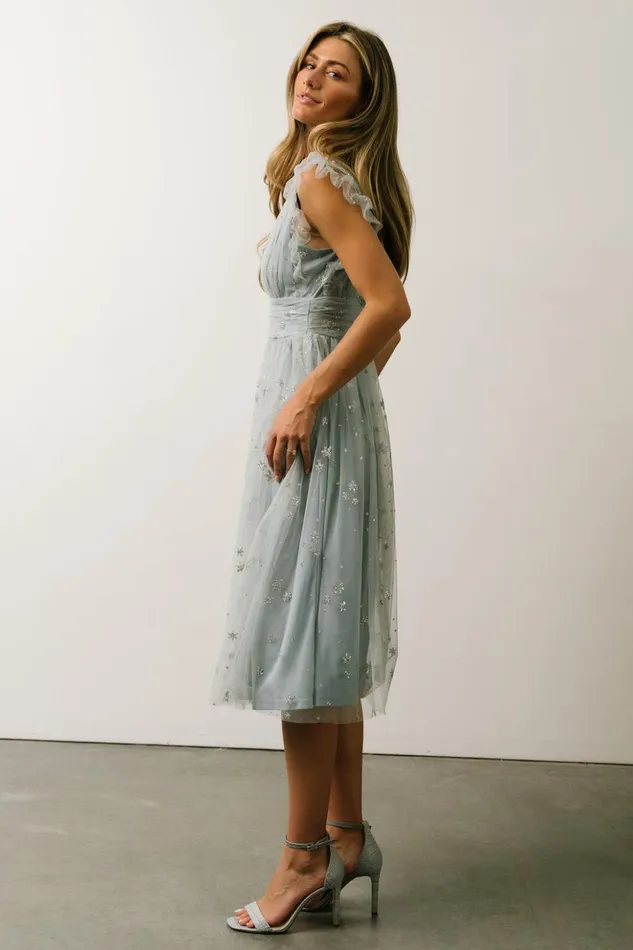 Baltic Born Embellished and Sequined Chiara Shimmer Midi Dress Dusty Blue Silver 8211 Women Baltic Born Embellished and Sequined Chiara Shimmer Midi Dress Dusty Blue Silver 8211 Women