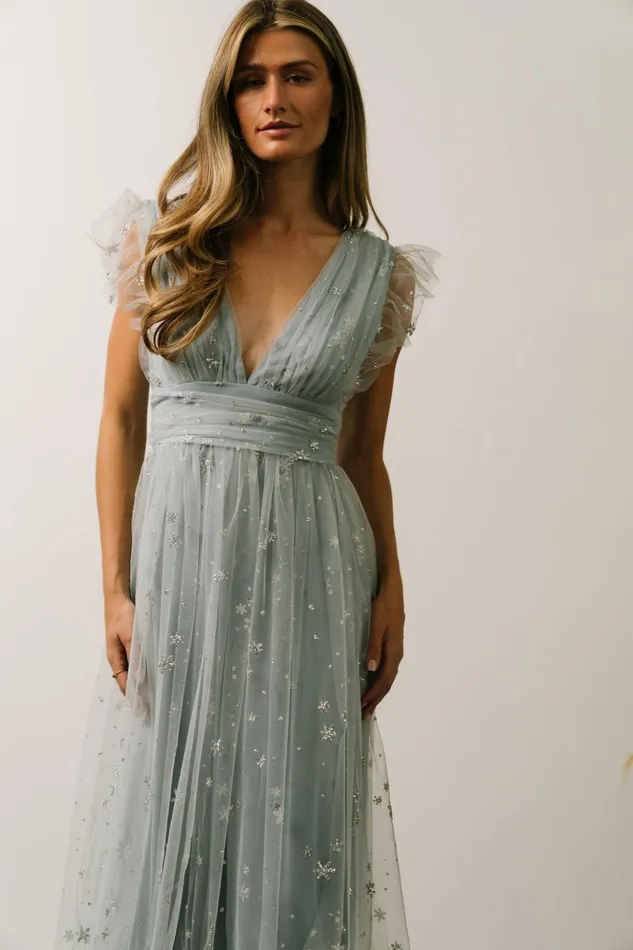 Baltic Born Embellished and Sequined Chiara Shimmer Midi Dress Dusty Blue Silver 8211 Women Baltic Born Embellished and Sequined Chiara Shimmer Midi Dress Dusty Blue Silver 8211 Women