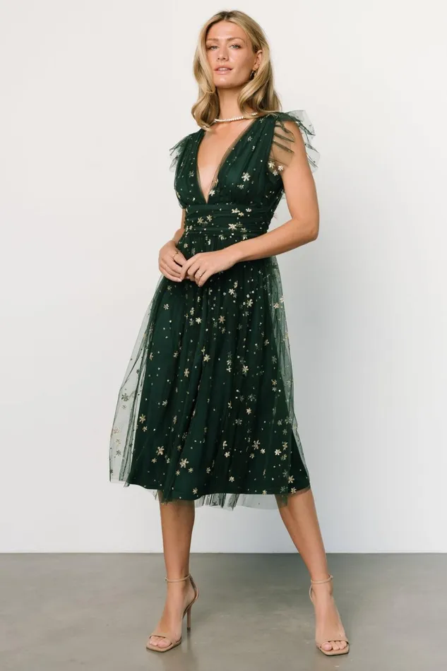 Baltic Born Embellished and Sequined Chiara Shimmer Midi Dress Green Gold 8211 Women Baltic Born Embellished and Sequined Chiara Shimmer Midi Dress Green Gold 8211 Women