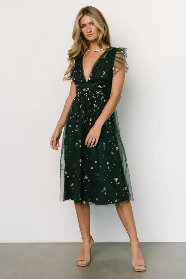 Baltic Born Embellished and Sequined Chiara Shimmer Midi Dress Green Gold 8211 Women Baltic Born Embellished and Sequined Chiara Shimmer Midi Dress Green Gold 8211 Women