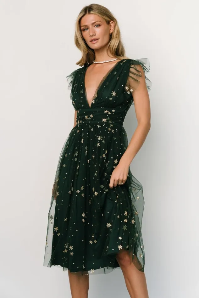 Baltic Born Embellished and Sequined Chiara Shimmer Midi Dress Green Gold 8211 Women Baltic Born Embellished and Sequined Chiara Shimmer Midi Dress Green Gold 8211 Women