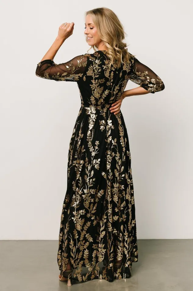 Baltic Born Embellished and Sequined Destiny Sequin Maxi Dress Black Gold 8211 Women Baltic Born Embellished and Sequined Destiny Sequin Maxi Dress Black Gold 8211 Women