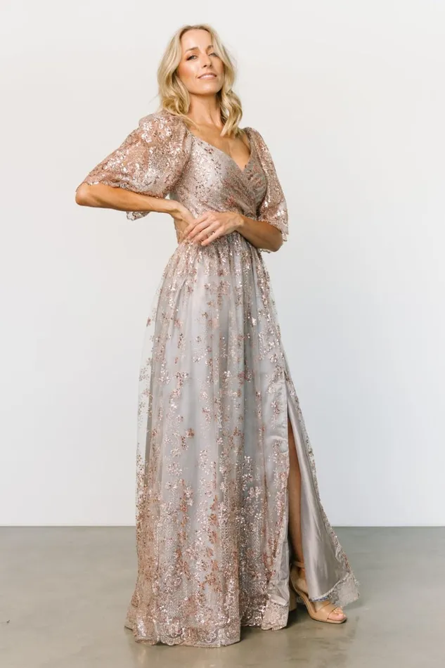 Baltic Born Embellished and Sequined Genevieve Glitter Maxi Dress Gray Rose Gold 8211 Women Baltic Born Embellished and Sequined Genevieve Glitter Maxi Dress Gray Rose Gold 8211 Women