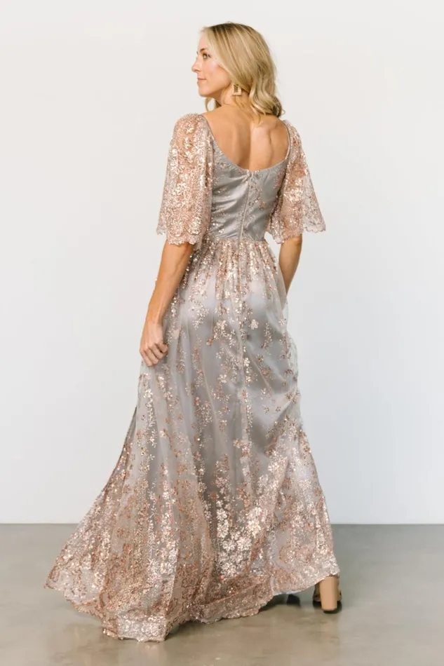 Baltic Born Embellished and Sequined Genevieve Glitter Maxi Dress Gray Rose Gold 8211 Women Baltic Born Embellished and Sequined Genevieve Glitter Maxi Dress Gray Rose Gold 8211 Women
