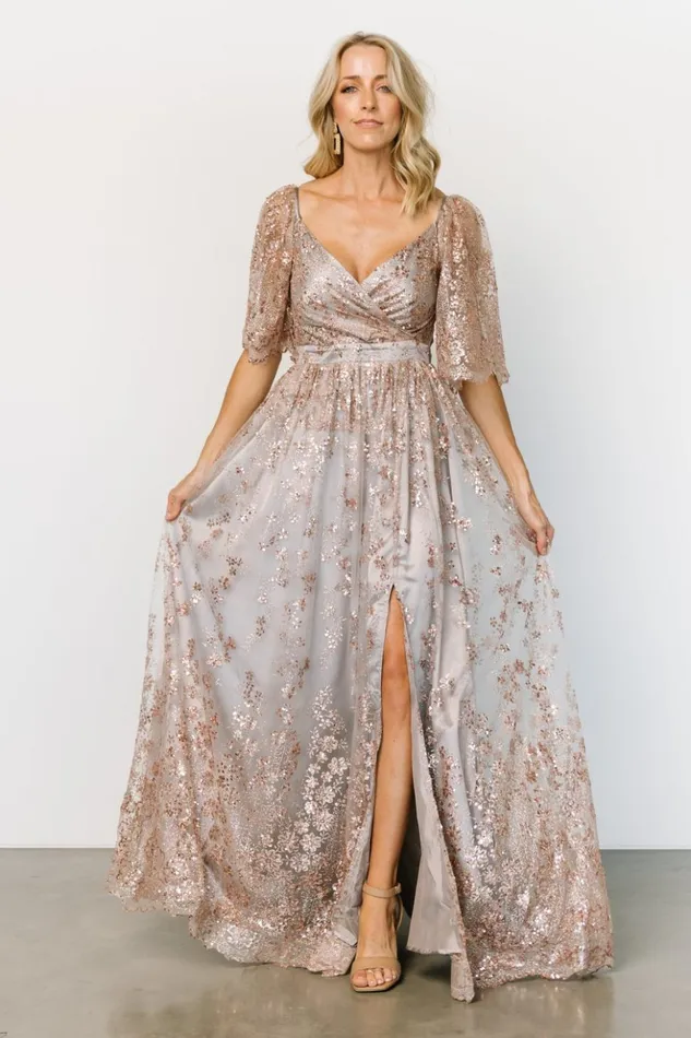 Baltic Born Embellished and Sequined Genevieve Glitter Maxi Dress Gray Rose Gold 8211 Women Baltic Born Embellished and Sequined Genevieve Glitter Maxi Dress Gray Rose Gold 8211 Women