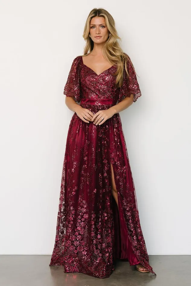 Baltic Born Embellished and Sequined Genevieve Glitter Maxi Dress Wine 8211 Women Baltic Born Embellished and Sequined Genevieve Glitter Maxi Dress Wine 8211 Women