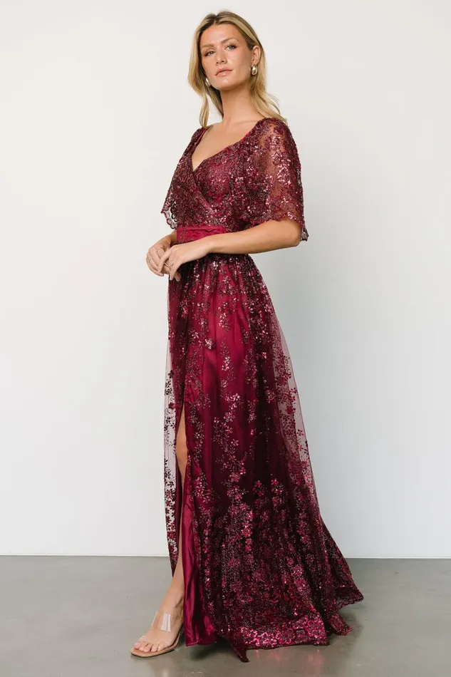 Baltic Born Embellished and Sequined Genevieve Glitter Maxi Dress Wine 8211 Women Baltic Born Embellished and Sequined Genevieve Glitter Maxi Dress Wine 8211 Women
