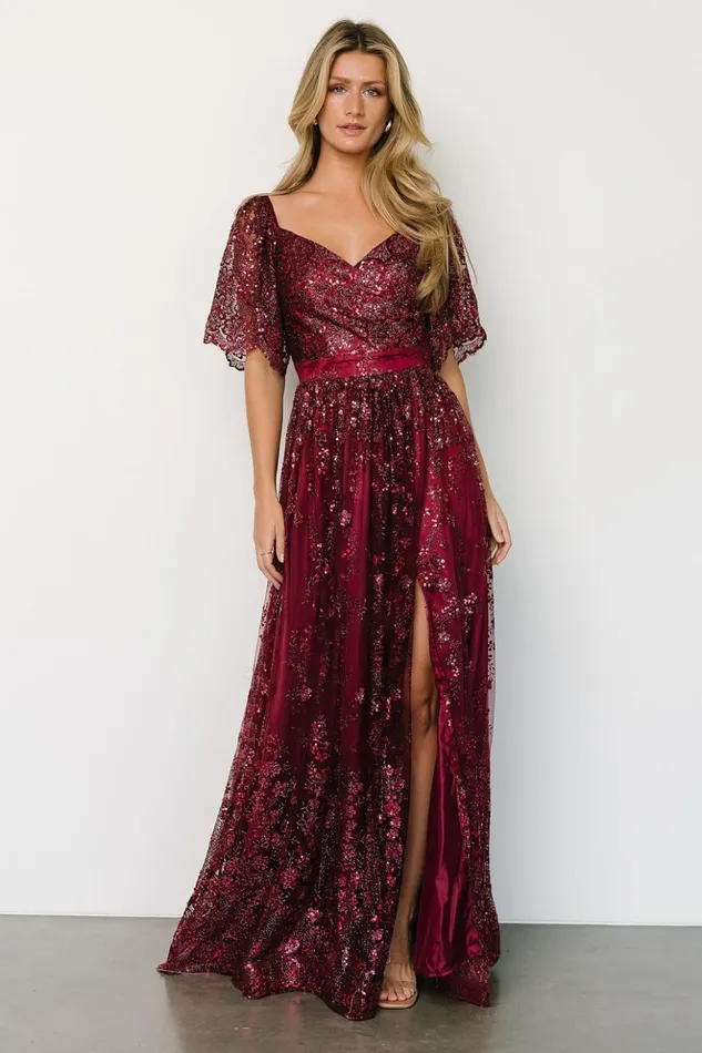 Baltic Born Embellished and Sequined Genevieve Glitter Maxi Dress Wine 8211 Women Baltic Born Embellished and Sequined Genevieve Glitter Maxi Dress Wine 8211 Women