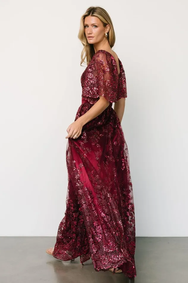 Baltic Born Embellished and Sequined Genevieve Glitter Maxi Dress Wine 8211 Women Baltic Born Embellished and Sequined Genevieve Glitter Maxi Dress Wine 8211 Women