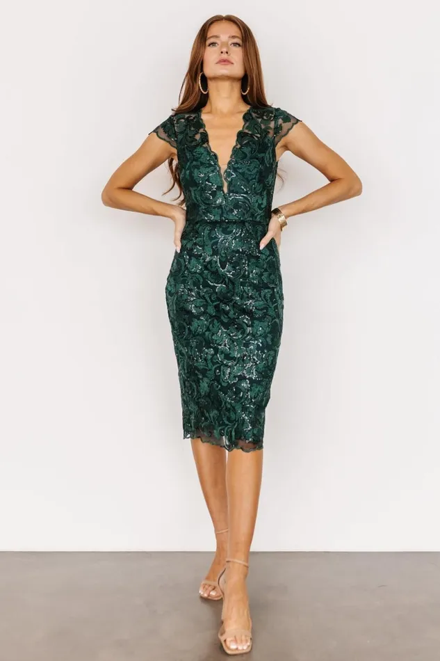 Baltic Born Embellished and Sequined Jacqueline Embossed Midi Dress Emerald 8211 Women