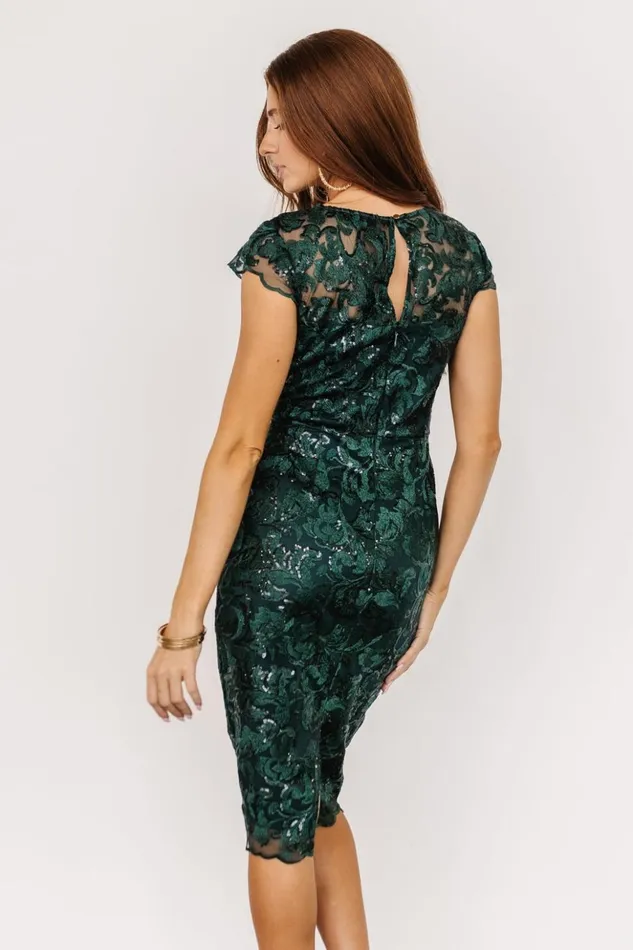 Baltic Born Embellished and Sequined Jacqueline Embossed Midi Dress Emerald 8211 Women Baltic Born Embellished and Sequined Jacqueline Embossed Midi Dress Emerald 8211 Women