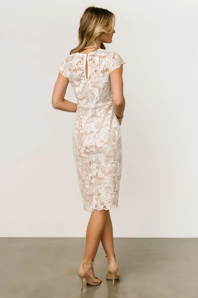 Baltic Born Embellished and Sequined Jacqueline Embossed Midi Dress White Nude 8211 Women Baltic Born Embellished and Sequined Jacqueline Embossed Midi Dress White Nude 8211 Women