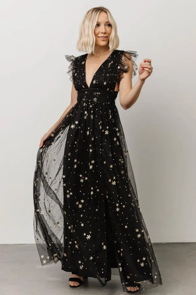 Baltic Born Embellished and Sequined Nova Shimmer Maxi Dress Black Gold 8211 Women Baltic Born Embellished and Sequined Nova Shimmer Maxi Dress Black Gold 8211 Women