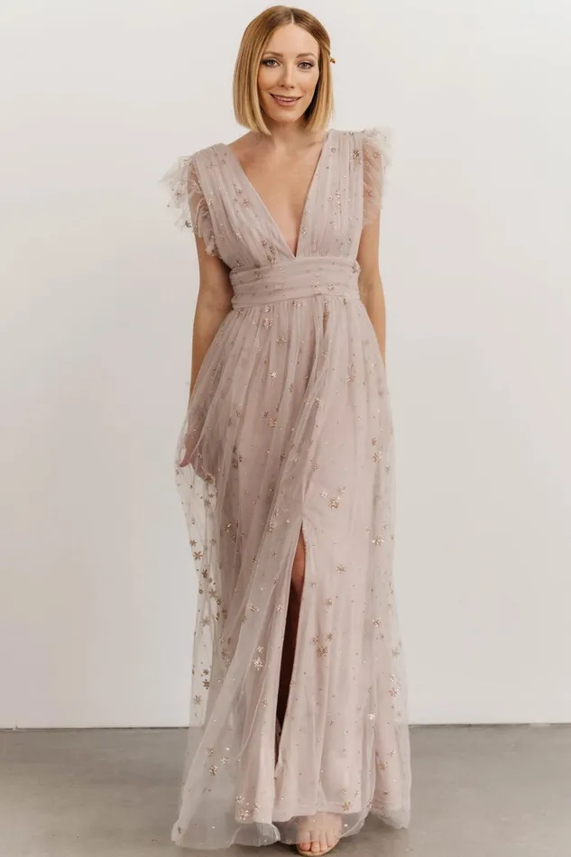 Baltic Born Embellished and Sequined Nova Shimmer Maxi Dress Dusty Lilac 8211 Women