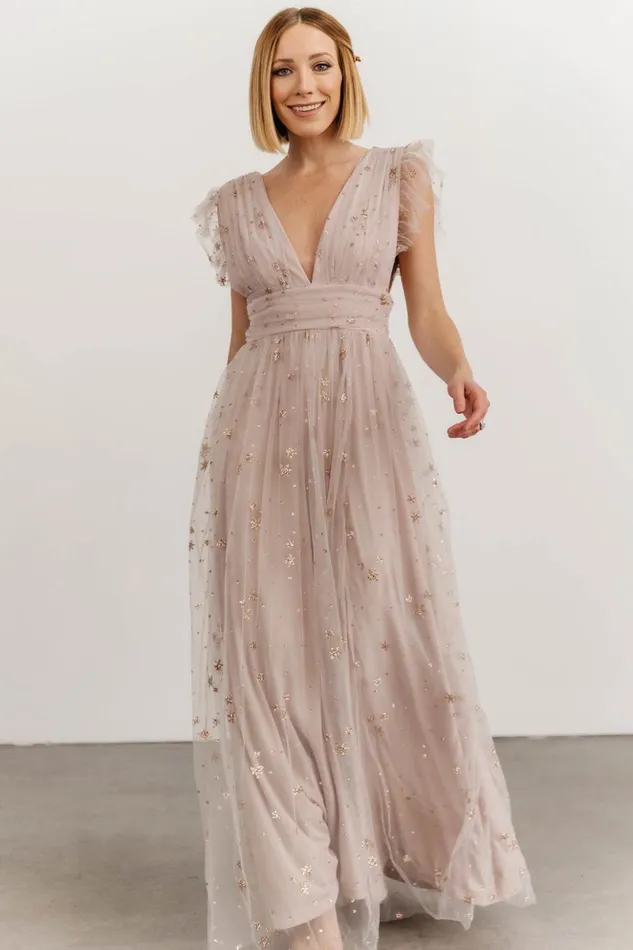 Baltic Born Embellished and Sequined Nova Shimmer Maxi Dress Dusty Lilac 8211 Women Baltic Born Embellished and Sequined Nova Shimmer Maxi Dress Dusty Lilac 8211 Women