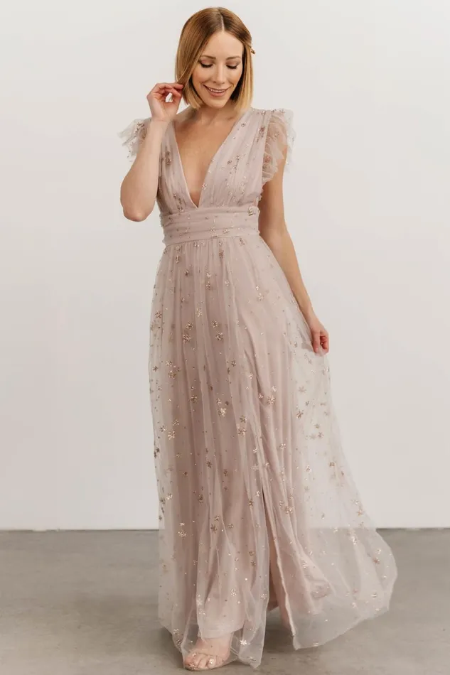 Baltic Born Embellished and Sequined Nova Shimmer Maxi Dress Dusty Lilac 8211 Women Baltic Born Embellished and Sequined Nova Shimmer Maxi Dress Dusty Lilac 8211 Women