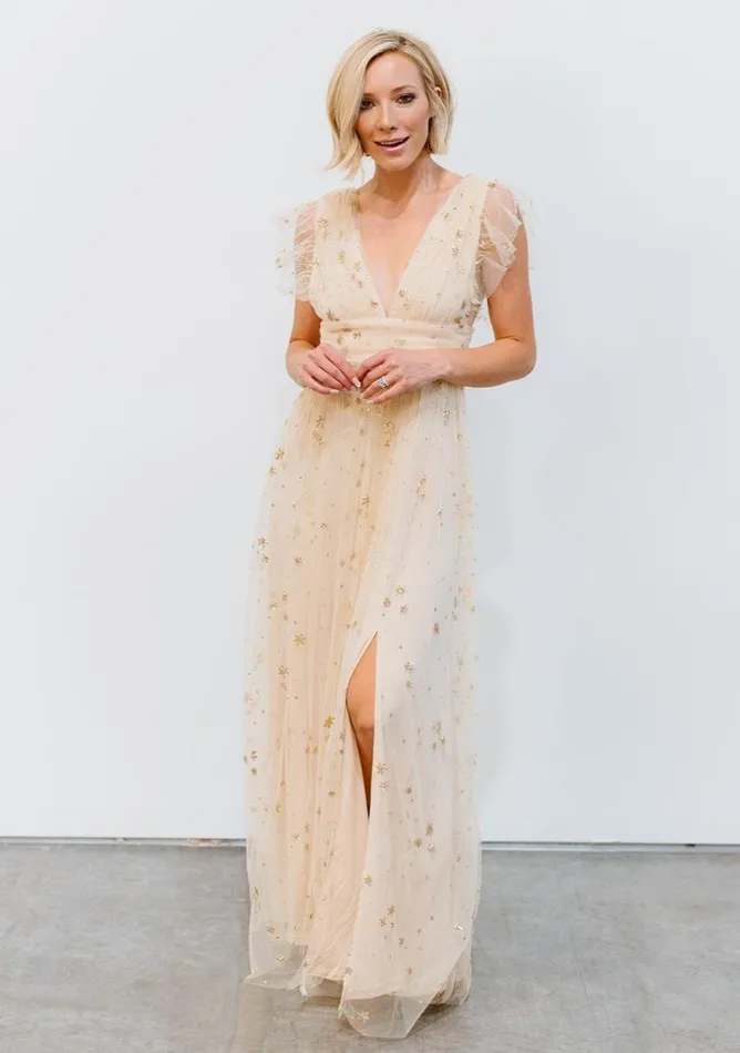 Baltic Born Embellished and Sequined Nova Shimmer Maxi Dress Gold 8211 Women