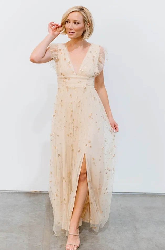 Baltic Born Embellished and Sequined Nova Shimmer Maxi Dress Gold 8211 Women Baltic Born Embellished and Sequined Nova Shimmer Maxi Dress Gold 8211 Women