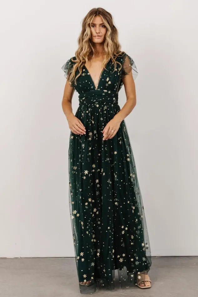 Baltic Born Embellished and Sequined Nova Shimmer Maxi Dress Green Gold 8211 Women Baltic Born Embellished and Sequined Nova Shimmer Maxi Dress Green Gold 8211 Women