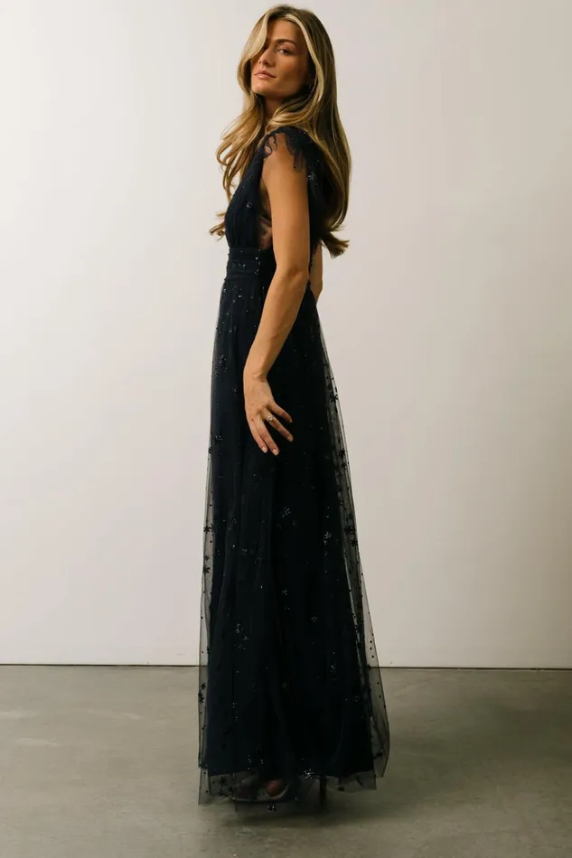 Baltic Born Embellished and Sequined Nova Shimmer Maxi Dress Navy 8211 Women Baltic Born Embellished and Sequined Nova Shimmer Maxi Dress Navy 8211 Women