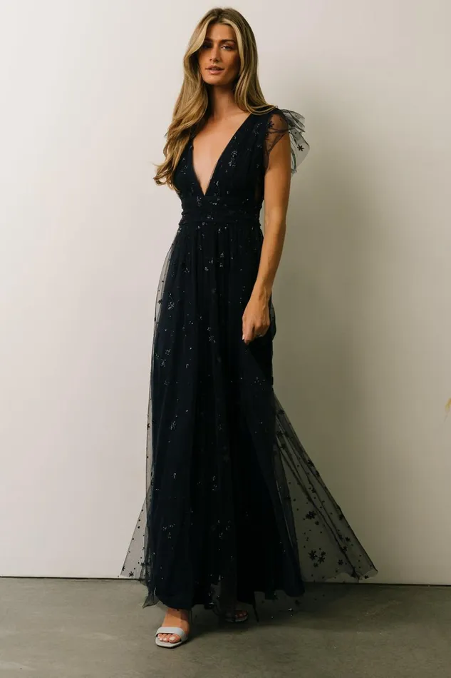 Baltic Born Embellished and Sequined Nova Shimmer Maxi Dress Navy 8211 Women Baltic Born Embellished and Sequined Nova Shimmer Maxi Dress Navy 8211 Women