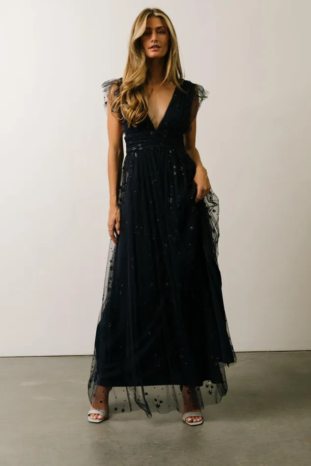 Baltic Born Embellished and Sequined Nova Shimmer Maxi Dress Navy 8211 Women Baltic Born Embellished and Sequined Nova Shimmer Maxi Dress Navy 8211 Women
