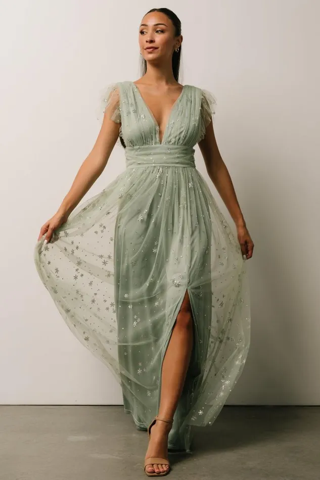 Baltic Born Embellished and Sequined Nova Shimmer Maxi Dress Sage Silver 8211 Women Baltic Born Embellished and Sequined Nova Shimmer Maxi Dress Sage Silver 8211 Women