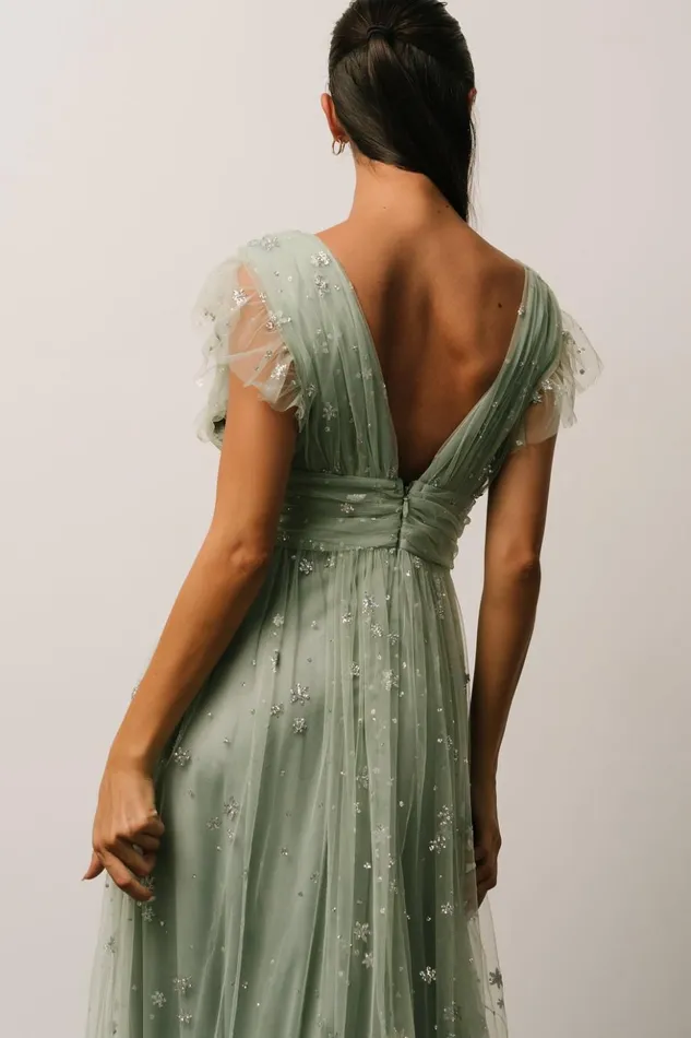 Baltic Born Embellished and Sequined Nova Shimmer Maxi Dress Sage Silver 8211 Women Baltic Born Embellished and Sequined Nova Shimmer Maxi Dress Sage Silver 8211 Women