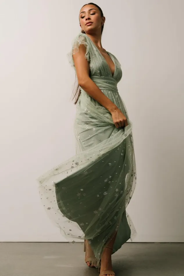 Baltic Born Embellished and Sequined Nova Shimmer Maxi Dress Sage Silver 8211 Women Baltic Born Embellished and Sequined Nova Shimmer Maxi Dress Sage Silver 8211 Women