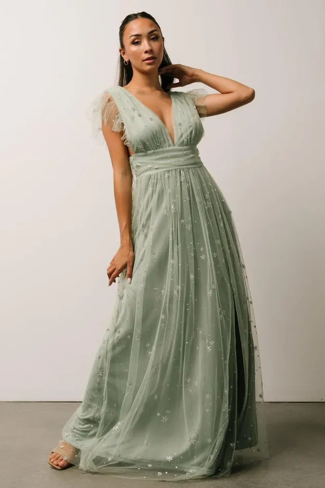 Baltic Born Embellished and Sequined Nova Shimmer Maxi Dress Sage Silver 8211 Women Baltic Born Embellished and Sequined Nova Shimmer Maxi Dress Sage Silver 8211 Women