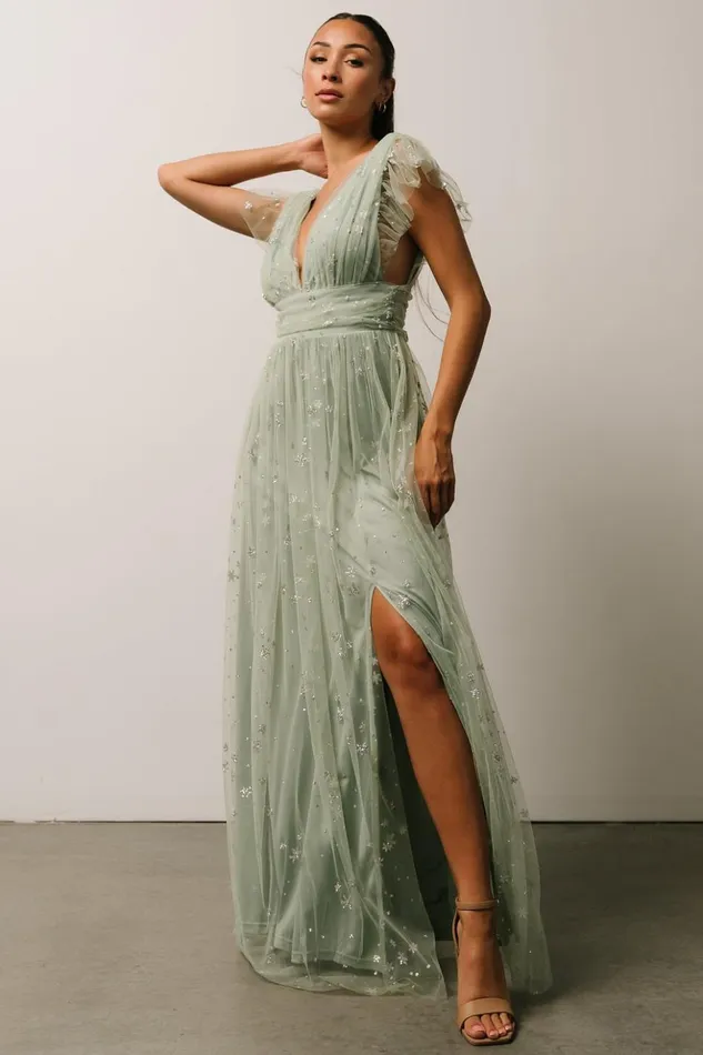 Baltic Born Embellished and Sequined Nova Shimmer Maxi Dress Sage Silver 8211 Women Baltic Born Embellished and Sequined Nova Shimmer Maxi Dress Sage Silver 8211 Women