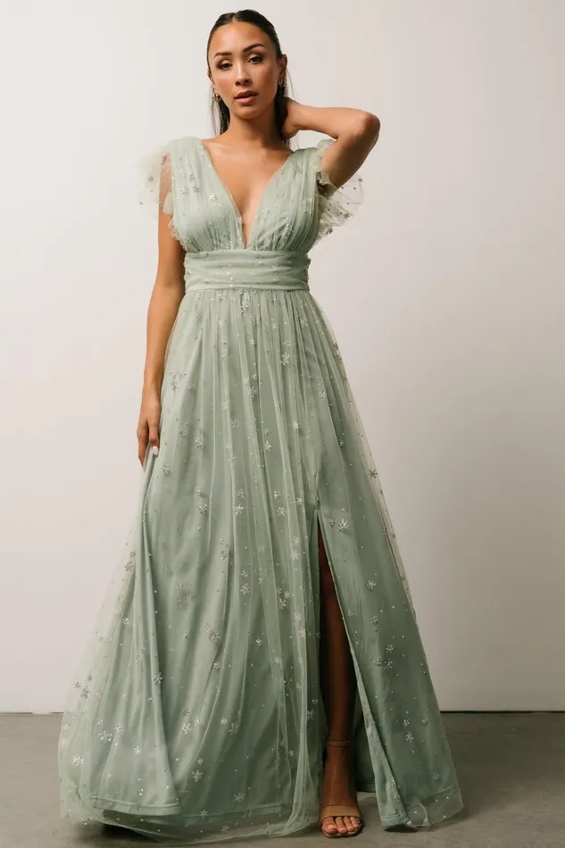 Baltic Born Embellished and Sequined Nova Shimmer Maxi Dress Sage Silver 8211 Women Baltic Born Embellished and Sequined Nova Shimmer Maxi Dress Sage Silver 8211 Women