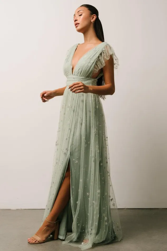 Baltic Born Embellished and Sequined Nova Shimmer Maxi Dress Sage Silver 8211 Women Baltic Born Embellished and Sequined Nova Shimmer Maxi Dress Sage Silver 8211 Women