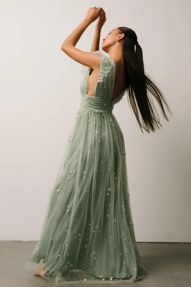 Baltic Born Embellished and Sequined Nova Shimmer Maxi Dress Sage Silver 8211 Women Baltic Born Embellished and Sequined Nova Shimmer Maxi Dress Sage Silver 8211 Women