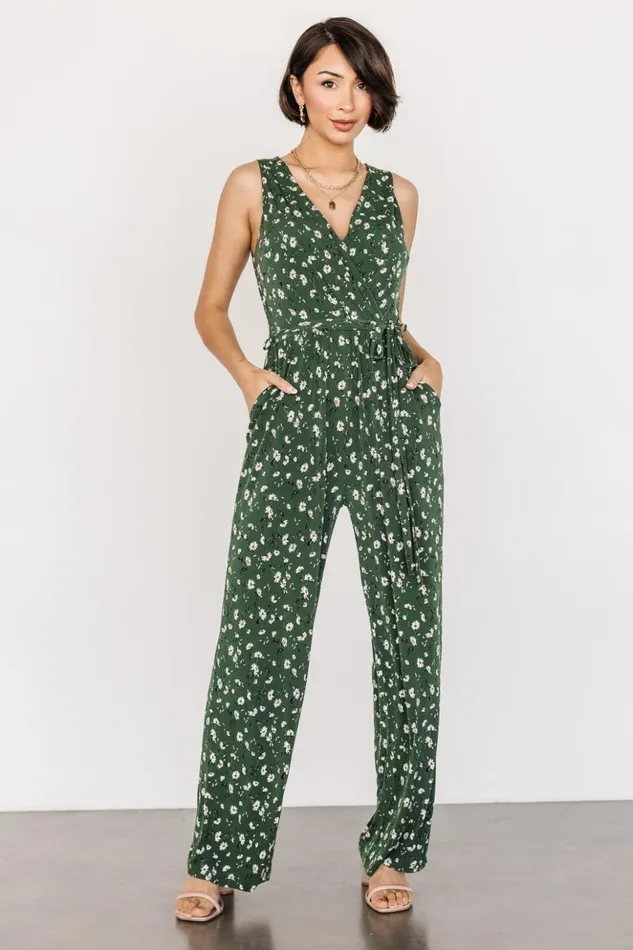 Baltic Born Jumpsuits and Rompers Ashlyn Jumpsuit Green Floral 8211 Women