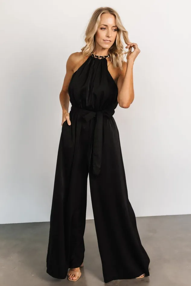 Baltic Born Jumpsuits and Rompers Blaire Satin Jumpsuit Black 8211 Women