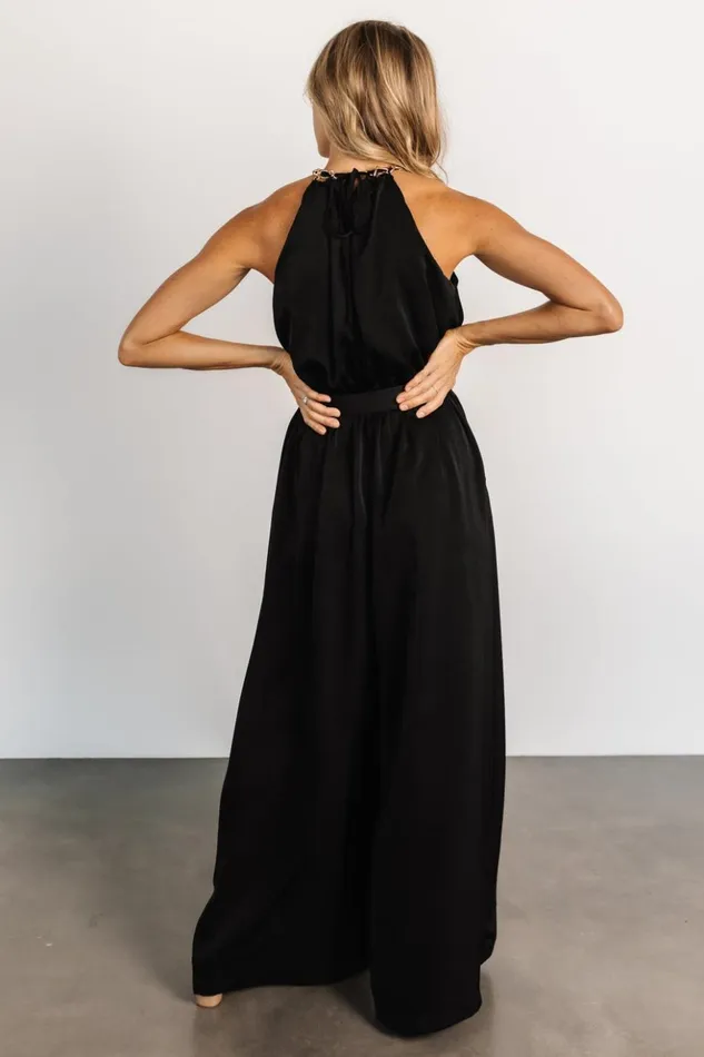 Baltic Born Jumpsuits and Rompers Blaire Satin Jumpsuit Black 8211 Women