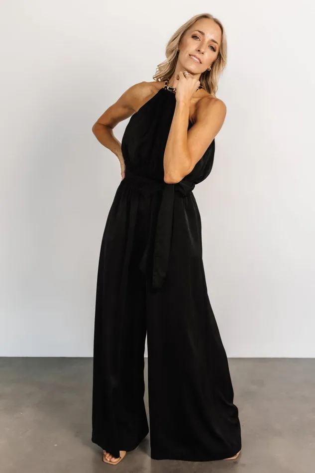 Baltic Born Jumpsuits and Rompers Blaire Satin Jumpsuit Black 8211 Women