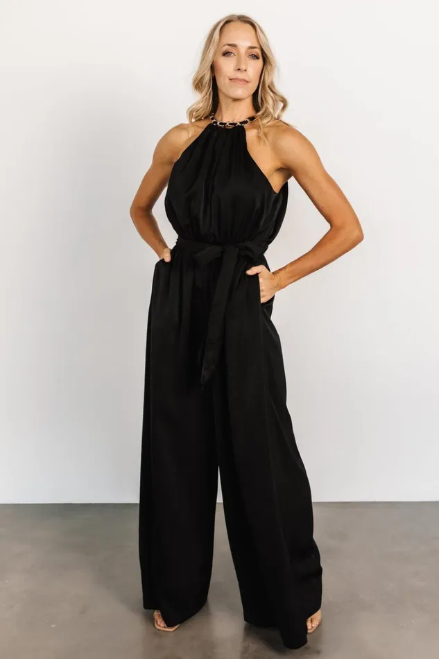 Baltic Born Jumpsuits and Rompers Blaire Satin Jumpsuit Black 8211 Women